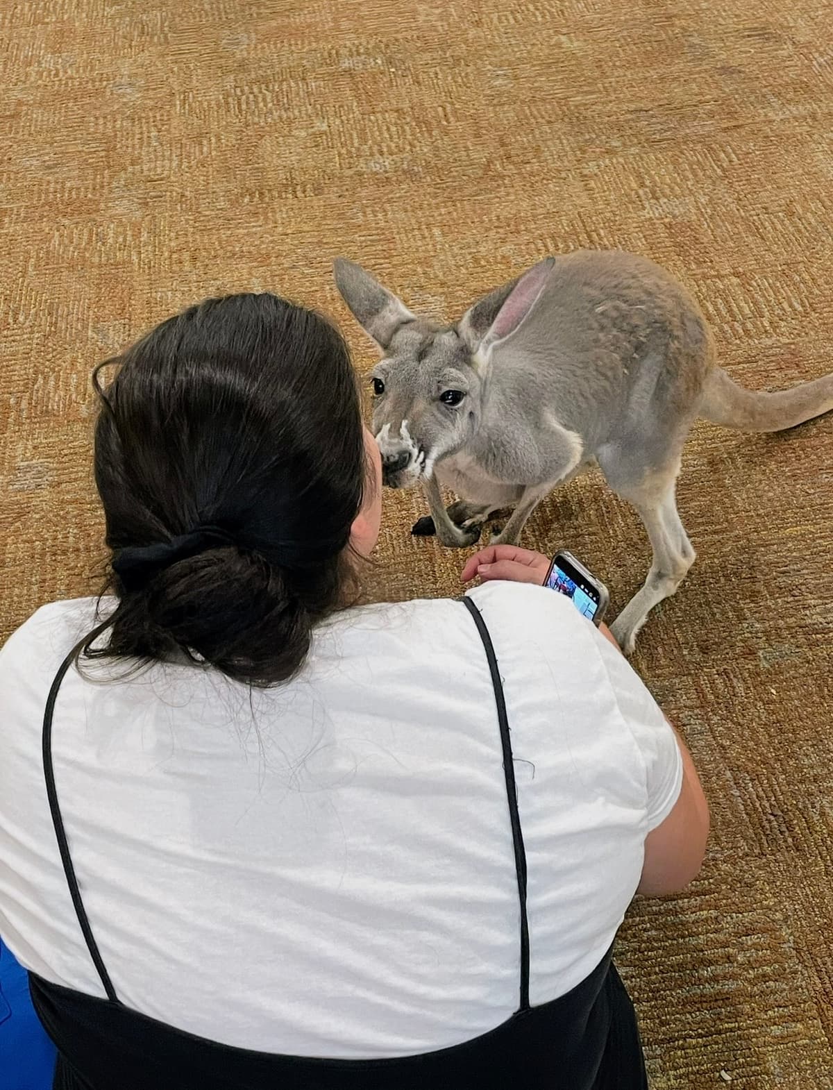 A resident meeting Sophie face to face