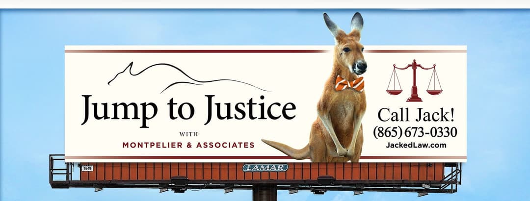 Montpelier & Associates billboard featuring Jack the kangaroo