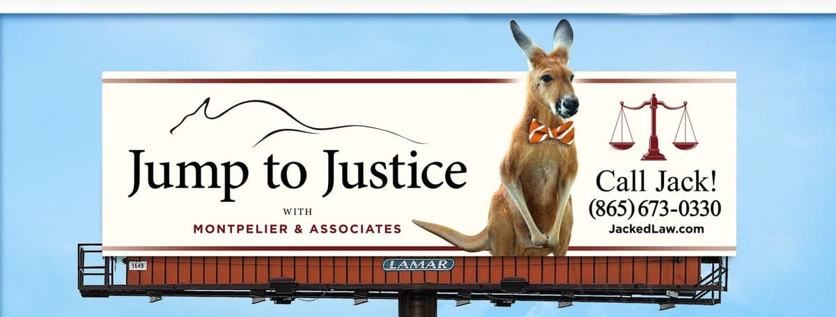 Jack the kangaroo on the Montpelier & Associates billboard